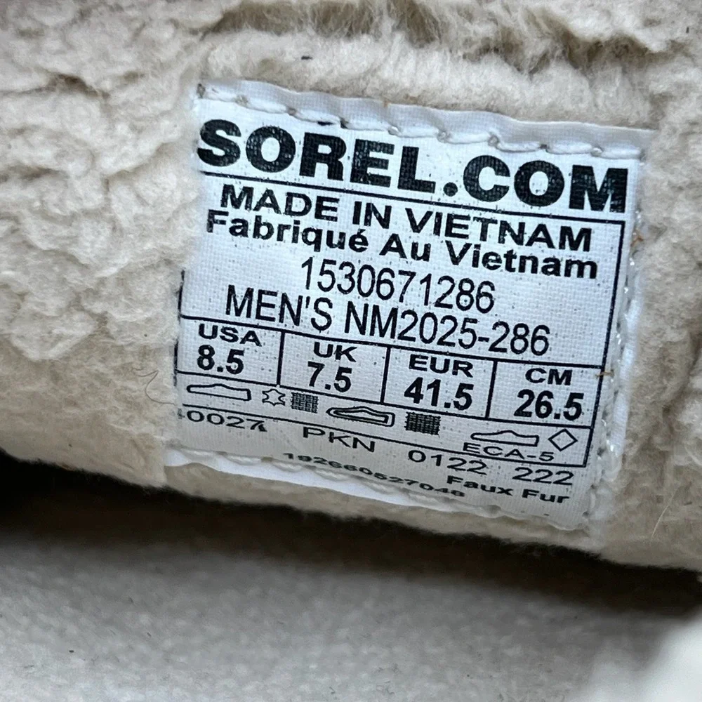 Sorel Falcon Ridge II Slippers Mens Size 8.5 Elk Brown Suede Faux Fur NM2025-286